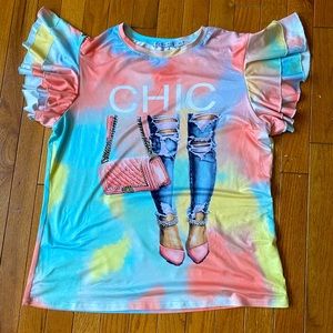 Pre-💖  TIE DYE GRAPHIC Ruffled CHIC Shirt